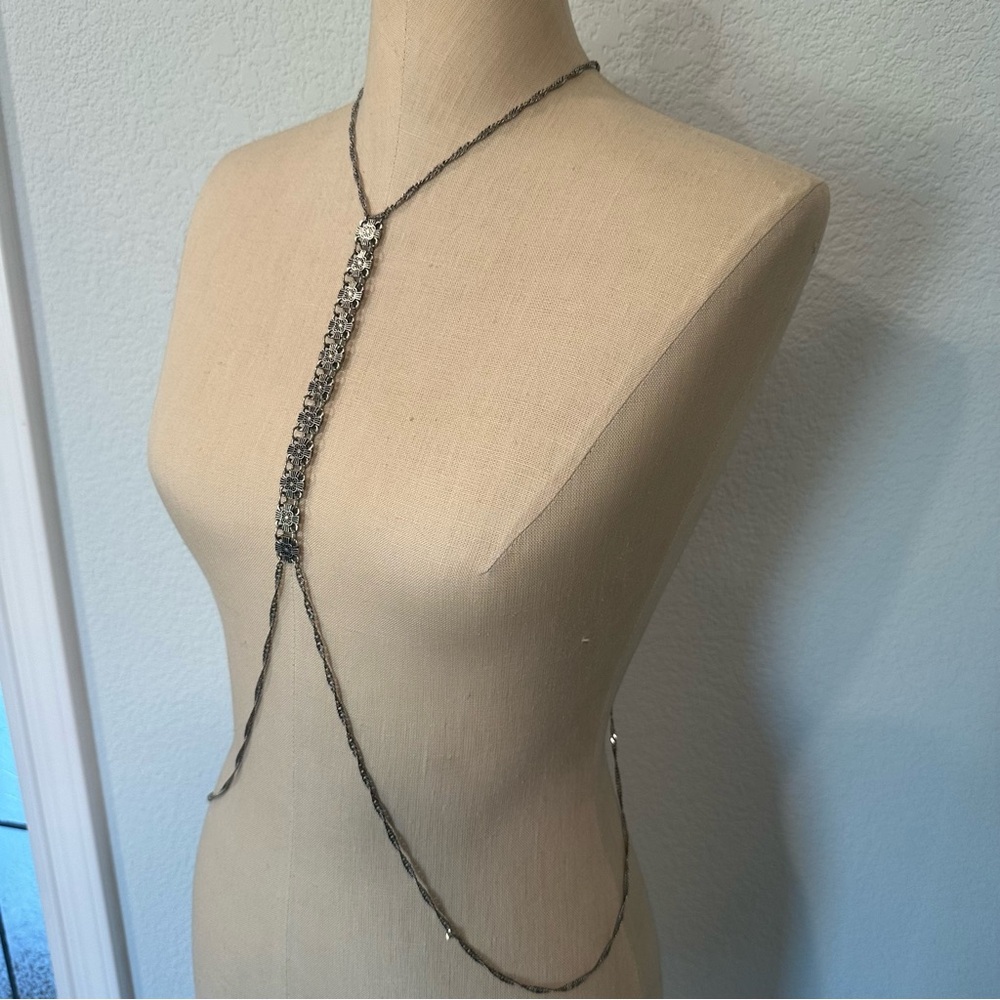 LOFT Silver Tone Floral Filigree Body Chain Jewelry - Excellent Condition